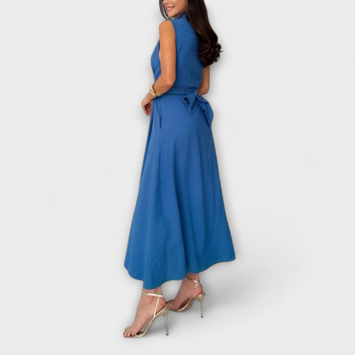 Mira - Auffälliges, einreihiges Midi-Kleid mit Bindedetail