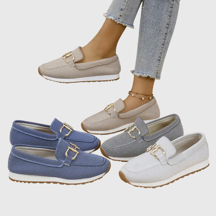 Agusta | Geflochtene Loafer mit Metalldetail und weisser Sohle für Damen