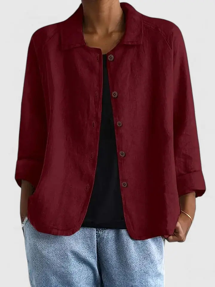 Maya | Baumwoll-Hemdjacke mit Knopfleiste für Damen