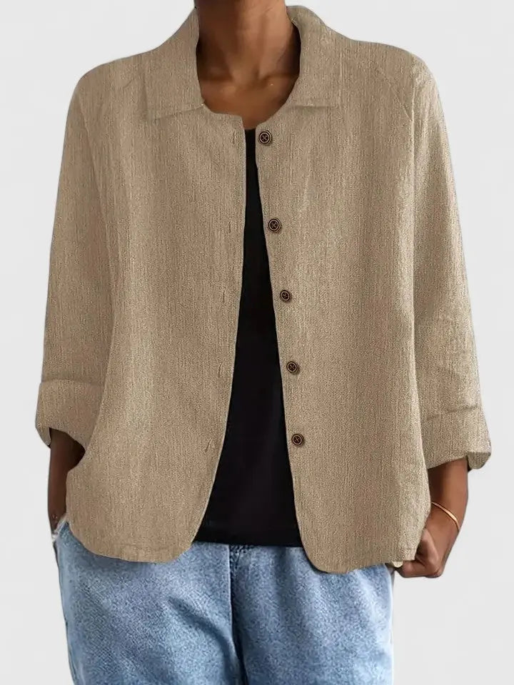 Maya | Baumwoll-Hemdjacke mit Knopfleiste für Damen