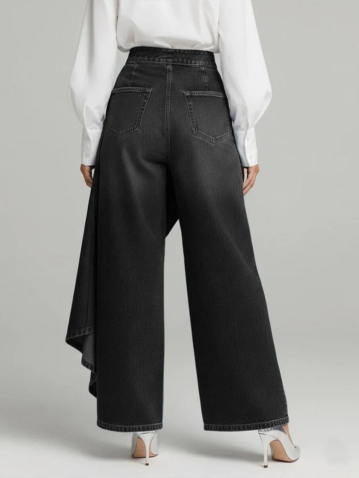 Diantha | High-Waist-Jeans mit weitem Bein und asymmetrischem Wickelbund für Damen