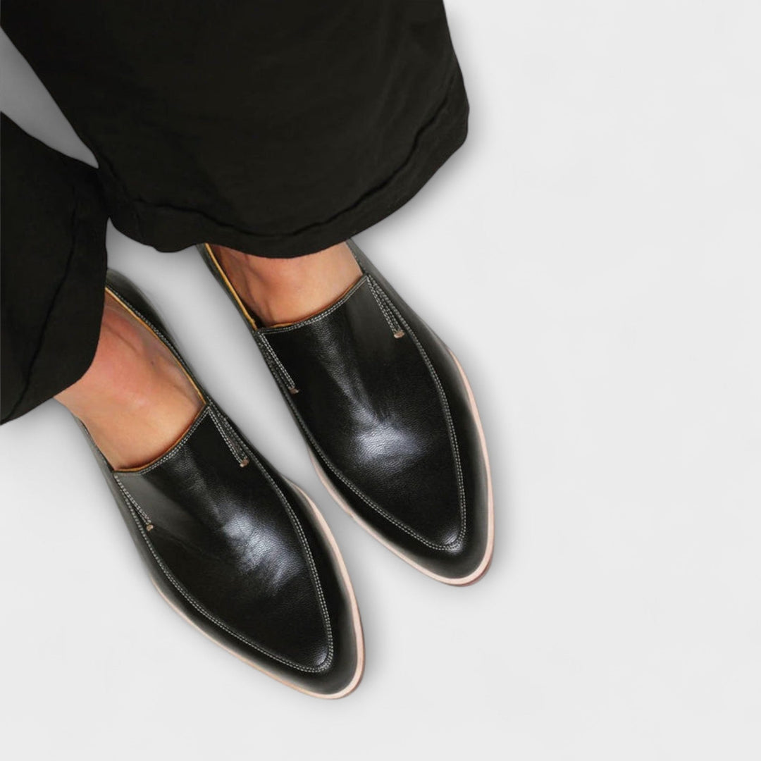 Janou | Leder-Loafer mit Kontrastnähten für Damen