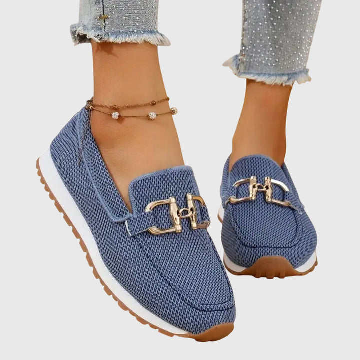 Agusta | Geflochtene Loafer mit Metalldetail und weisser Sohle für Damen