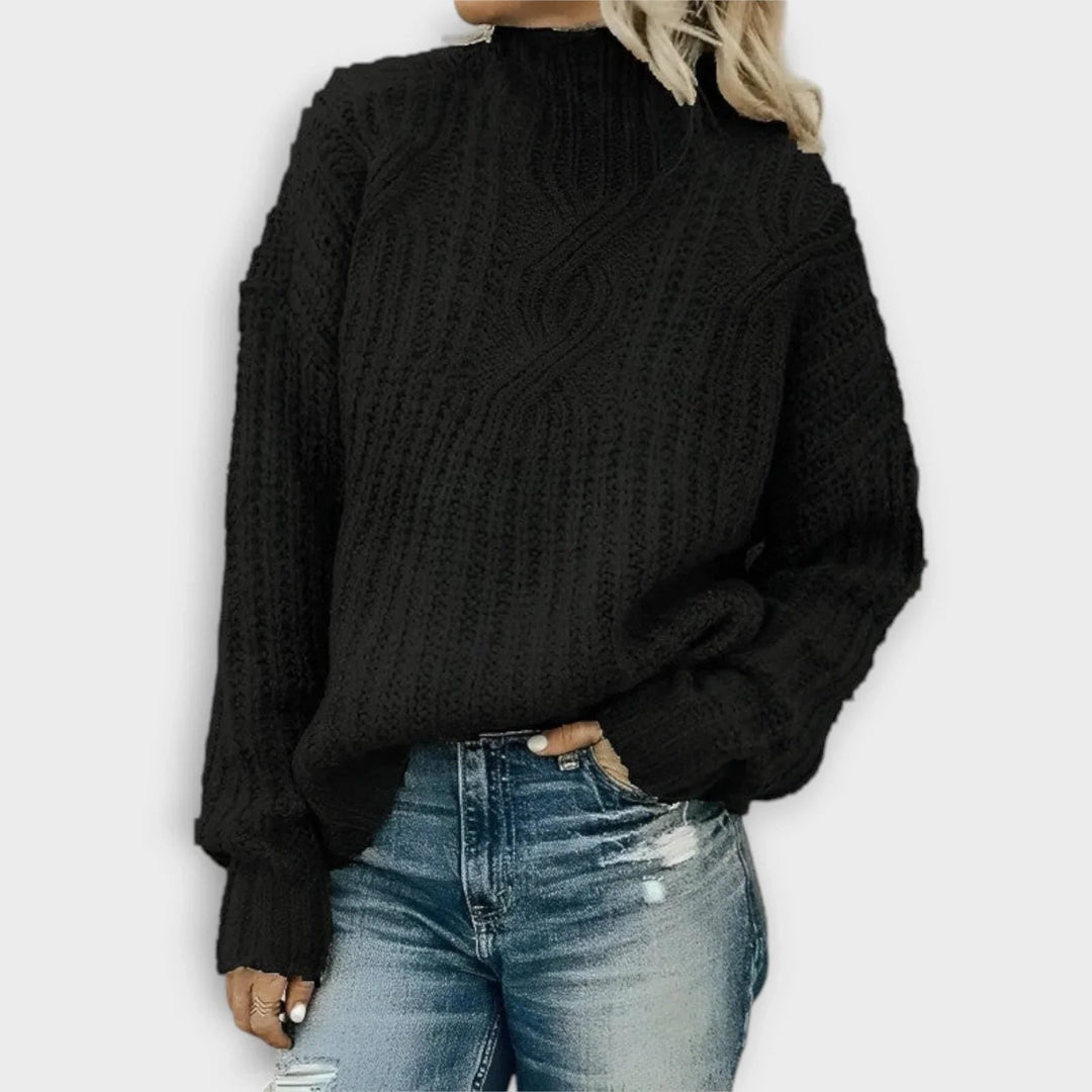 Edith | Rippstrickpullover mit hohem Kragen für Damen