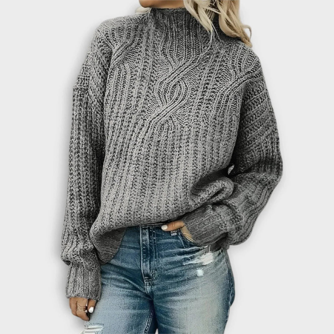 Edith | Rippstrickpullover mit hohem Kragen für Damen
