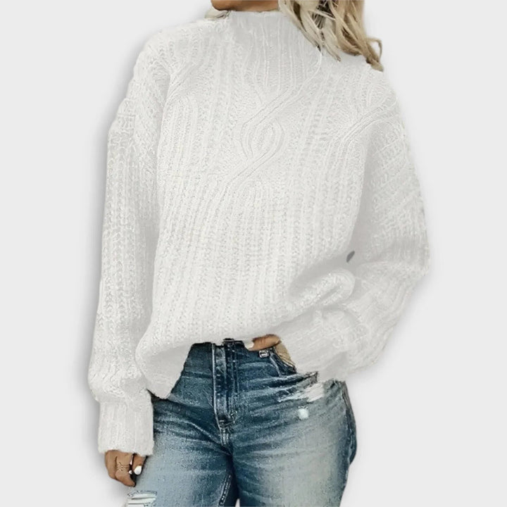 Edith | Rippstrickpullover mit hohem Kragen für Damen