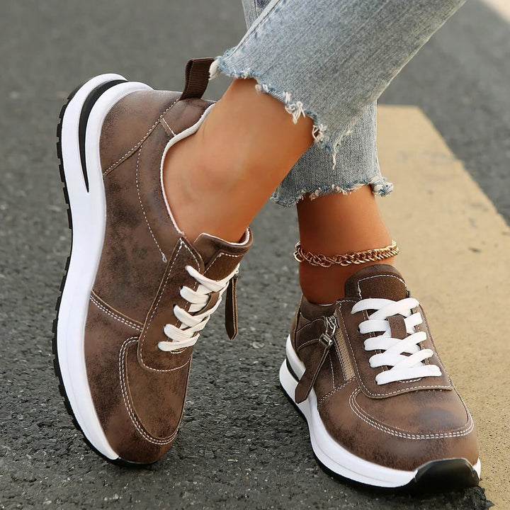 Edmee | Wildleder-Sneakers mit Schnürung und seitlichem Reissverschluss für Damen