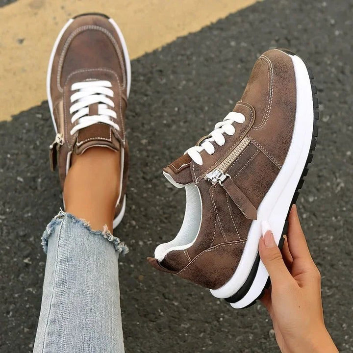 Edmee | Wildleder-Sneakers mit Schnürung und seitlichem Reissverschluss für Damen