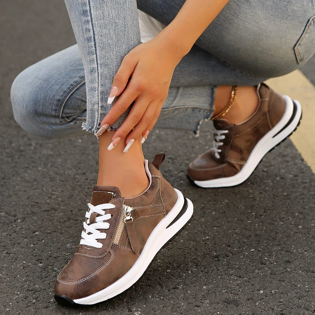 Edmee | Wildleder-Sneakers mit Schnürung und seitlichem Reissverschluss für Damen