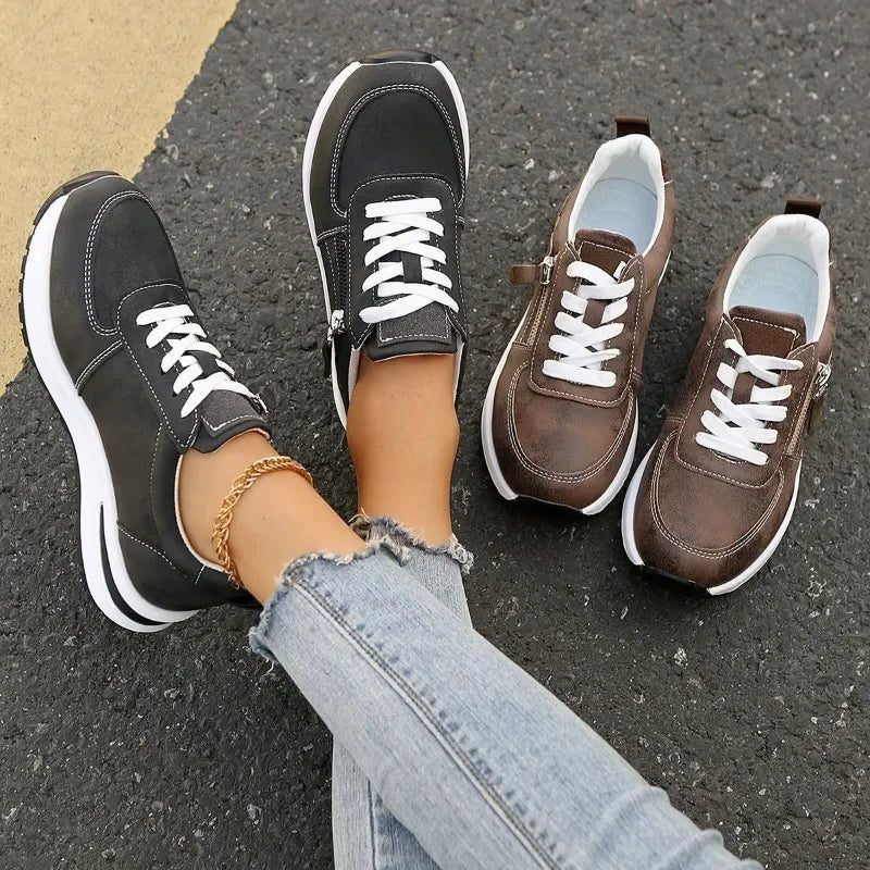 Edmee | Wildleder-Sneakers mit Schnürung und seitlichem Reissverschluss für Damen