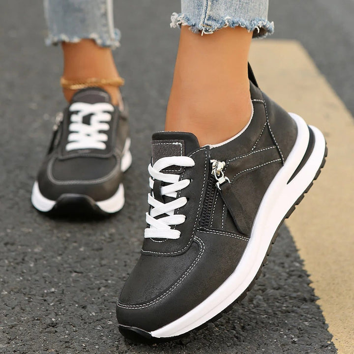 Edmee | Wildleder-Sneakers mit Schnürung und seitlichem Reissverschluss für Damen