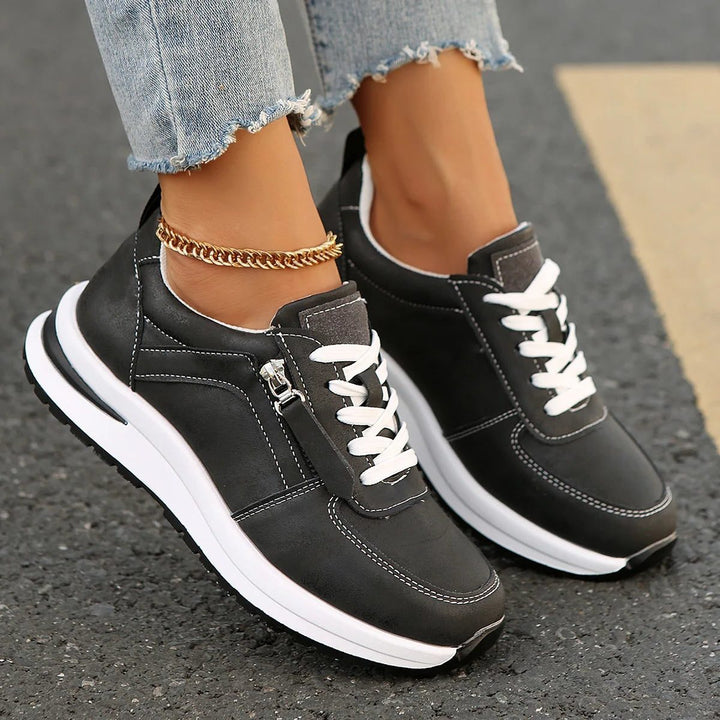 Edmee | Wildleder-Sneakers mit Schnürung und seitlichem Reissverschluss für Damen