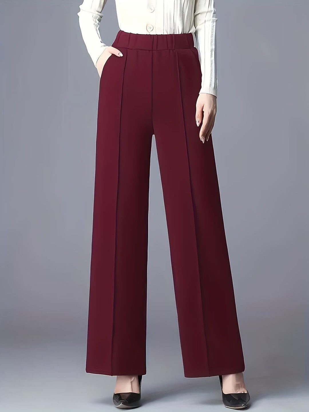 Elvire | High-Waist-Hose mit weitem Bein und Biesen für Damen