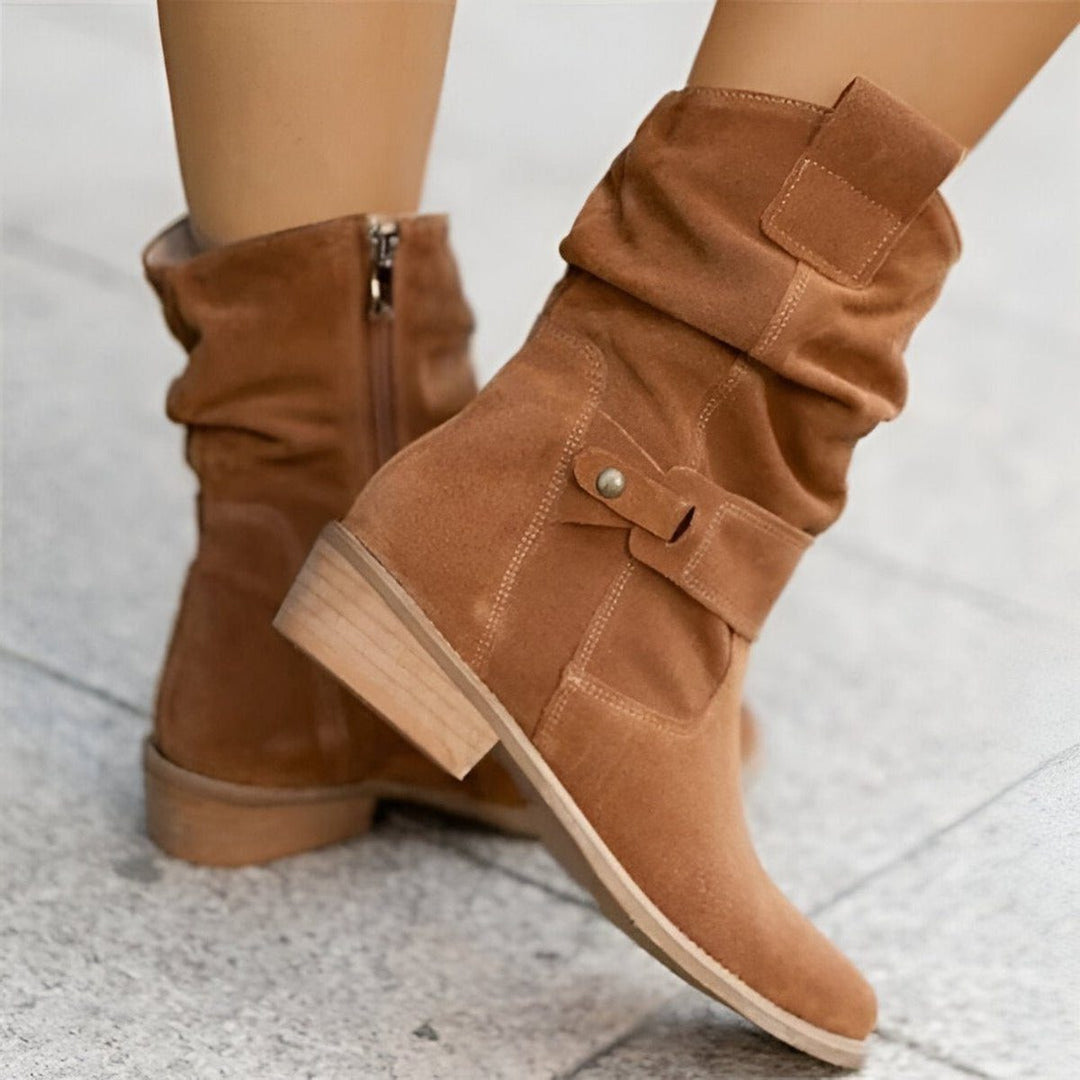 Ewa | Wadenhohe Slouch-Stiefel mit Blockabsatz für Damen