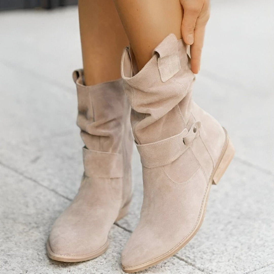 Ewa | Wadenhohe Slouch-Stiefel mit Blockabsatz für Damen