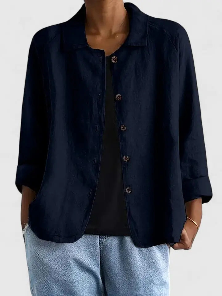 Maya | Baumwoll-Hemdjacke mit Knopfleiste für Damen
