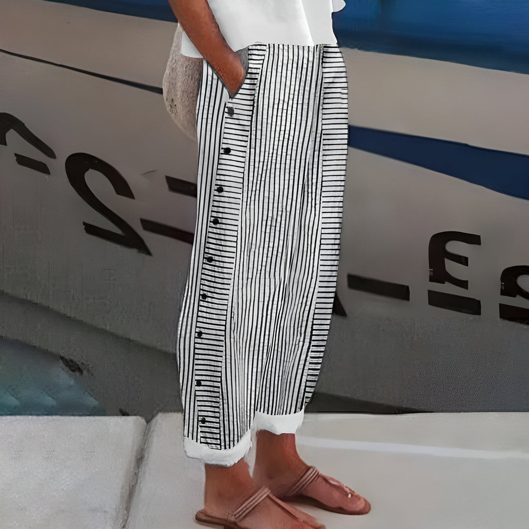 Amika | Gestreifte Culotte mit seitlicher Knopfleiste für Damen