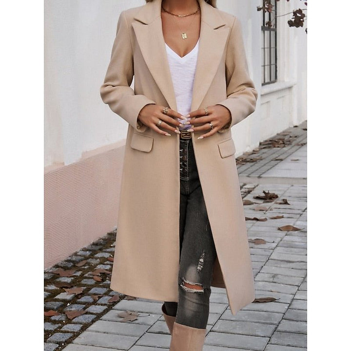 Fiona | Langer Wollblazer mit Einknopfverschluss für Damen