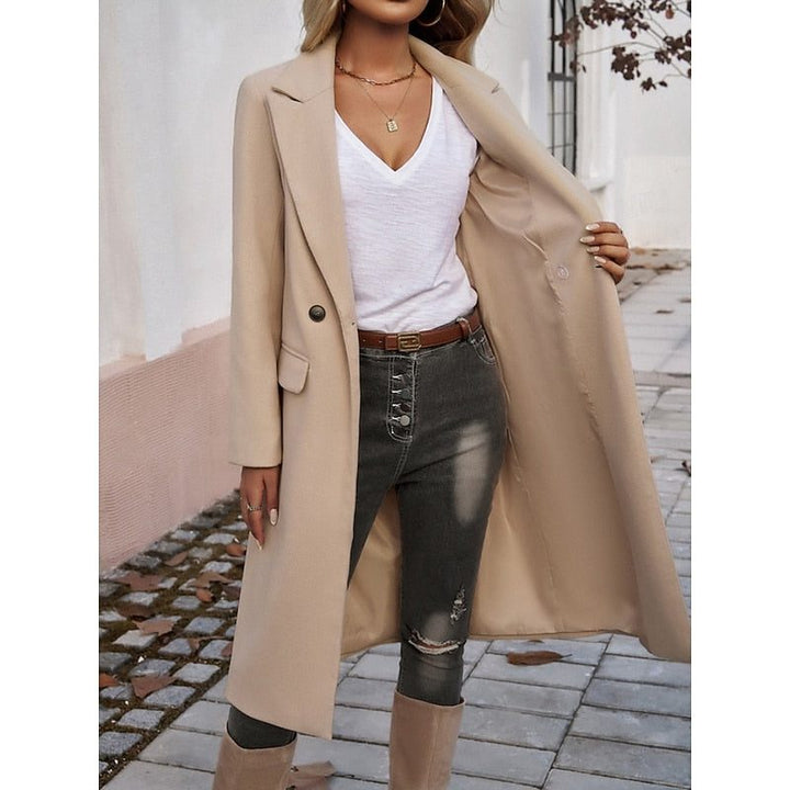 Fiona | Langer Wollblazer mit Einknopfverschluss für Damen