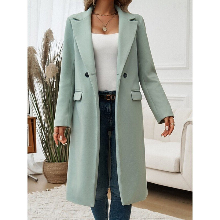 Fiona | Langer Wollblazer mit Einknopfverschluss für Damen