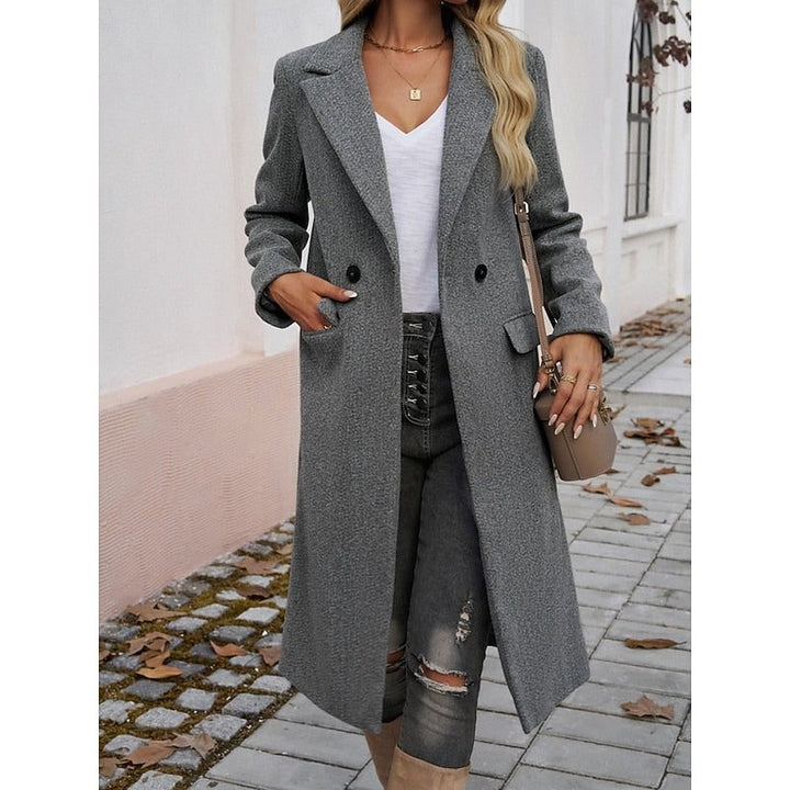 Fiona | Langer Wollblazer mit Einknopfverschluss für Damen
