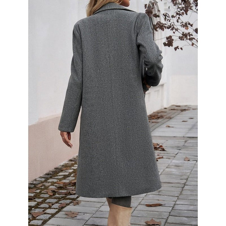 Fiona | Langer Wollblazer mit Einknopfverschluss für Damen