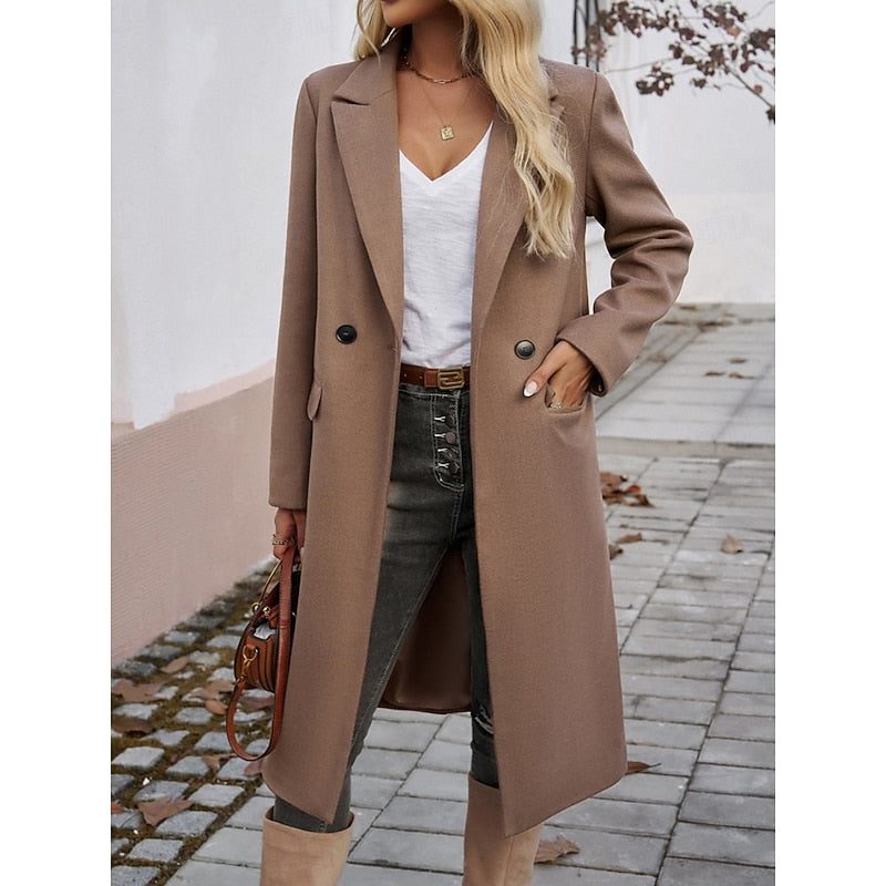 Fiona | Langer Wollblazer mit Einknopfverschluss für Damen