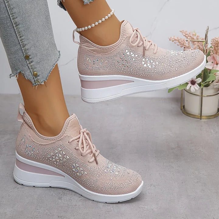 Fleur | Sneakers mit Strasssteinen und Schnürung für Damen