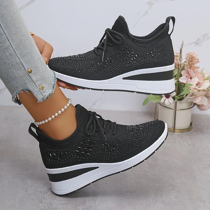 Fleur | Sneakers mit Strasssteinen und Schnürung für Damen
