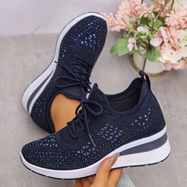 Fleur | Sneakers mit Strasssteinen und Schnürung für Damen