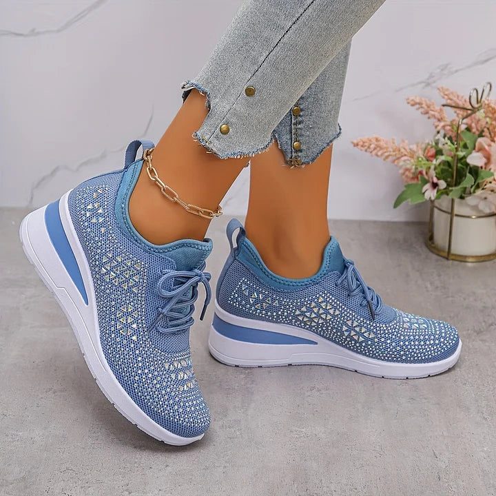 Fleur | Sneakers mit Strasssteinen und Schnürung für Damen