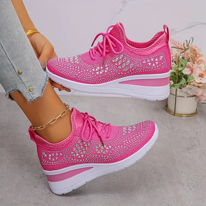 Fleur | Sneakers mit Strasssteinen und Schnürung für Damen