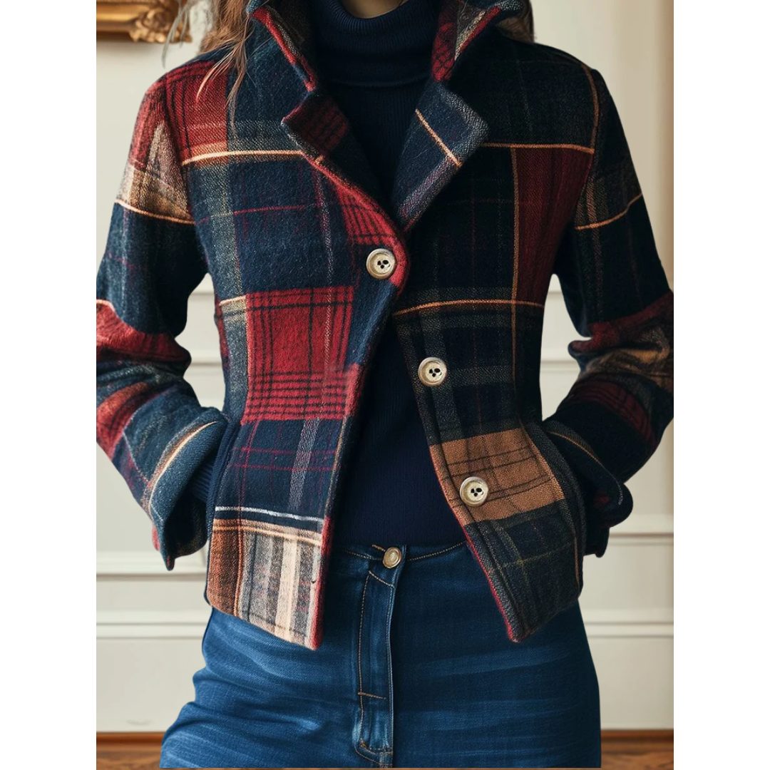 Frida | Karierter Wollblazer mit Reverskragen für Damen