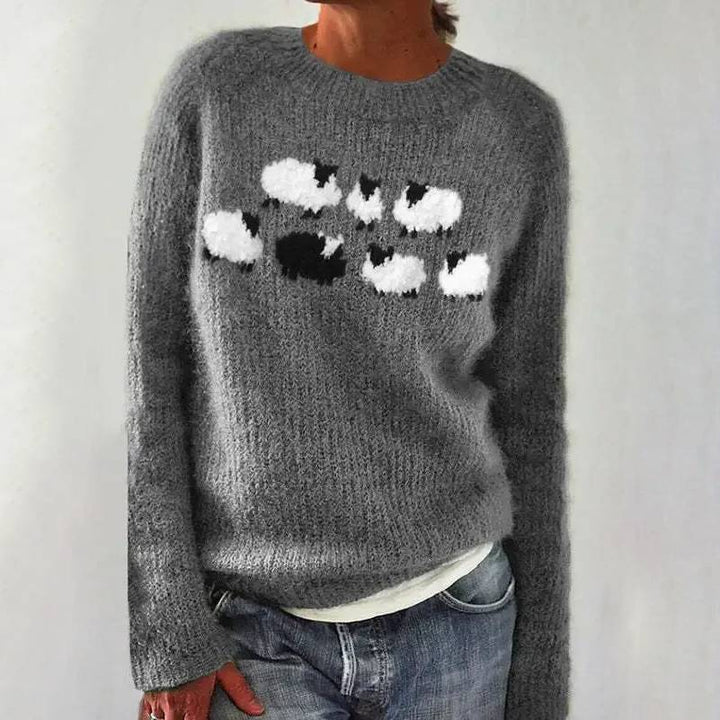 Bianca | Bequemer und süsser Pullover mit Schafmotiv