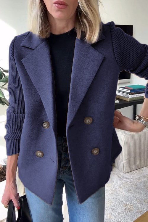 Gwyneira | Zweireihiger Blazer mit Strickärmeln für Damen