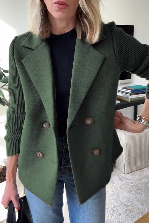 Gwyneira | Zweireihiger Blazer mit Strickärmeln für Damen