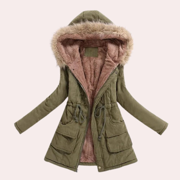 Hannah | Parka mit Kapuze, Kunstfellbesatz und Fleecefutter für Damen
