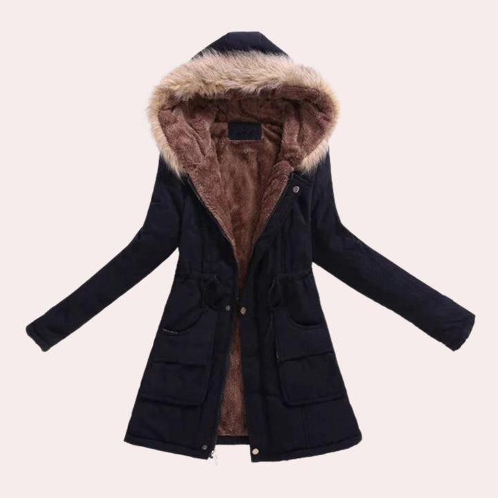 Hannah | Parka mit Kapuze, Kunstfellbesatz und Fleecefutter für Damen