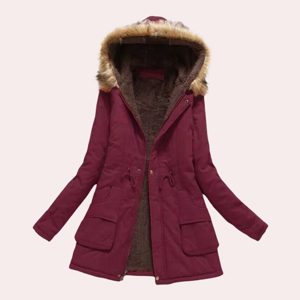 Hannah | Parka mit Kapuze, Kunstfellbesatz und Fleecefutter für Damen