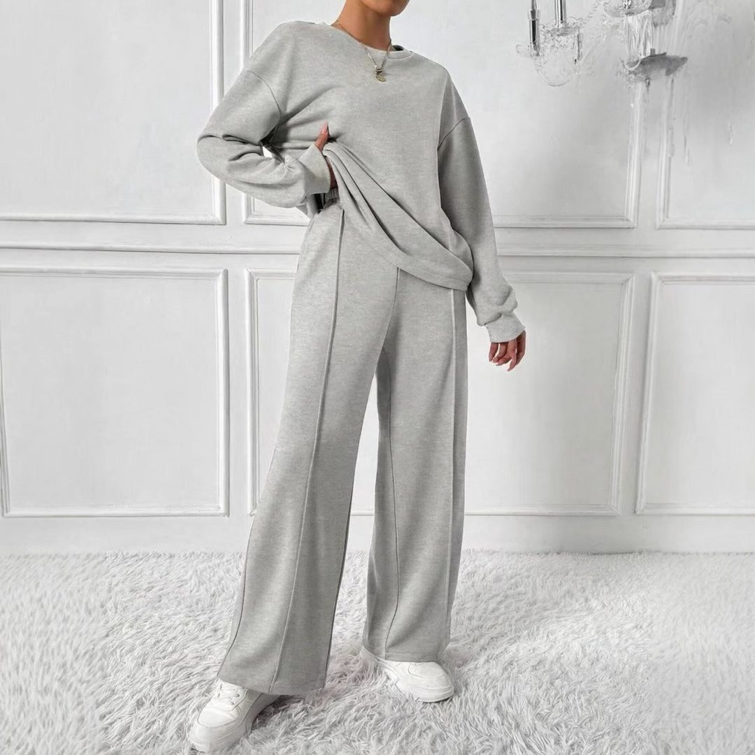 Hanne | Set aus Oversized-Sweatshirt und High-Waist-Hose mit langen Ärmeln für Damen