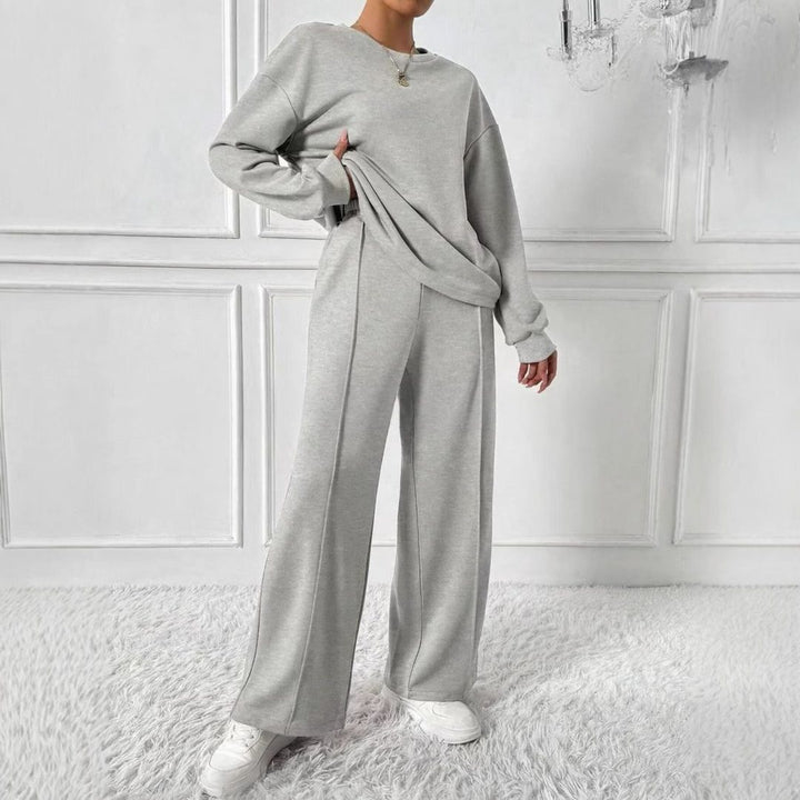 Hanne | Set aus Oversized-Sweatshirt und High-Waist-Hose mit langen Ärmeln für Damen