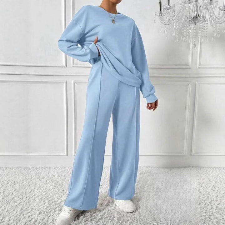 Hanne | Set aus Oversized-Sweatshirt und High-Waist-Hose mit langen Ärmeln für Damen