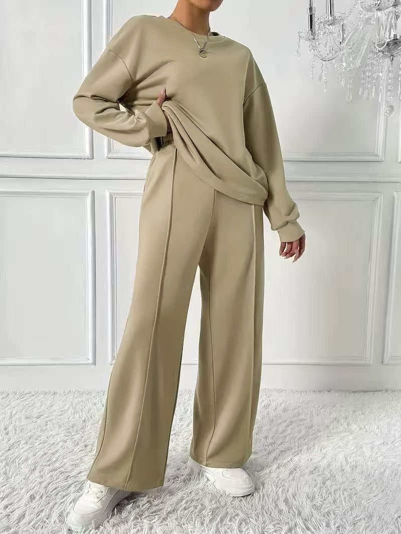 Hanne | Set aus Oversized-Sweatshirt und High-Waist-Hose mit langen Ärmeln für Damen