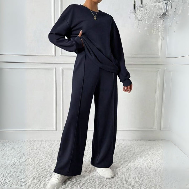 Hanne | Set aus Oversized-Sweatshirt und High-Waist-Hose mit langen Ärmeln für Damen