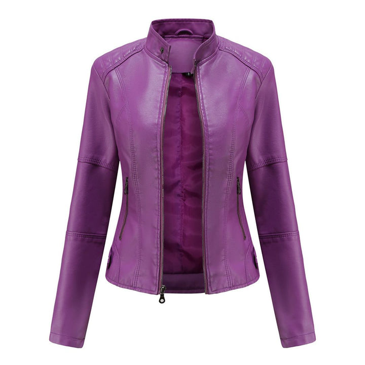 Ilana | Kurze Lederjacke mit Reissverschluss und Kragen für Damen