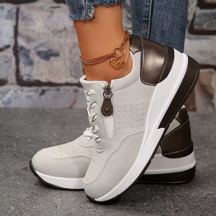 Ileana | Plateau-Sneakers mit Schnürung und farbiger Fersenlasche für Damen