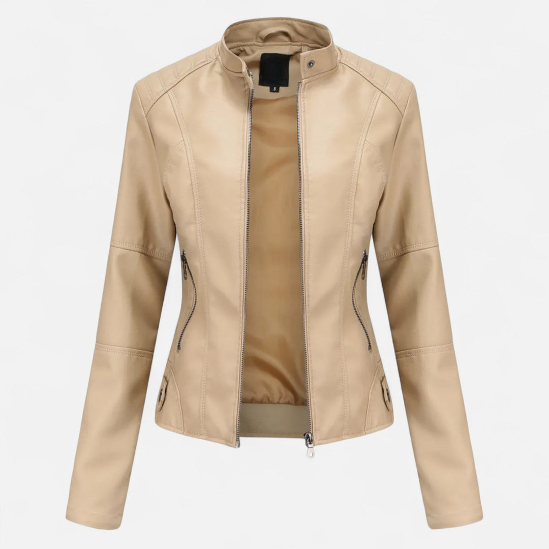 Zuri | Kurze Lederjacke mit Reissverschluss für Damen