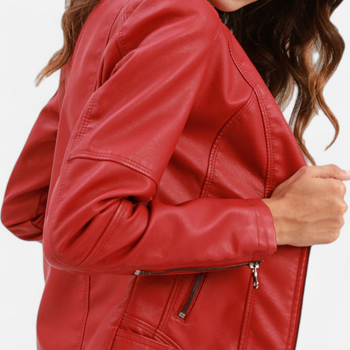 Zuri | Kurze Lederjacke mit Reissverschluss für Damen