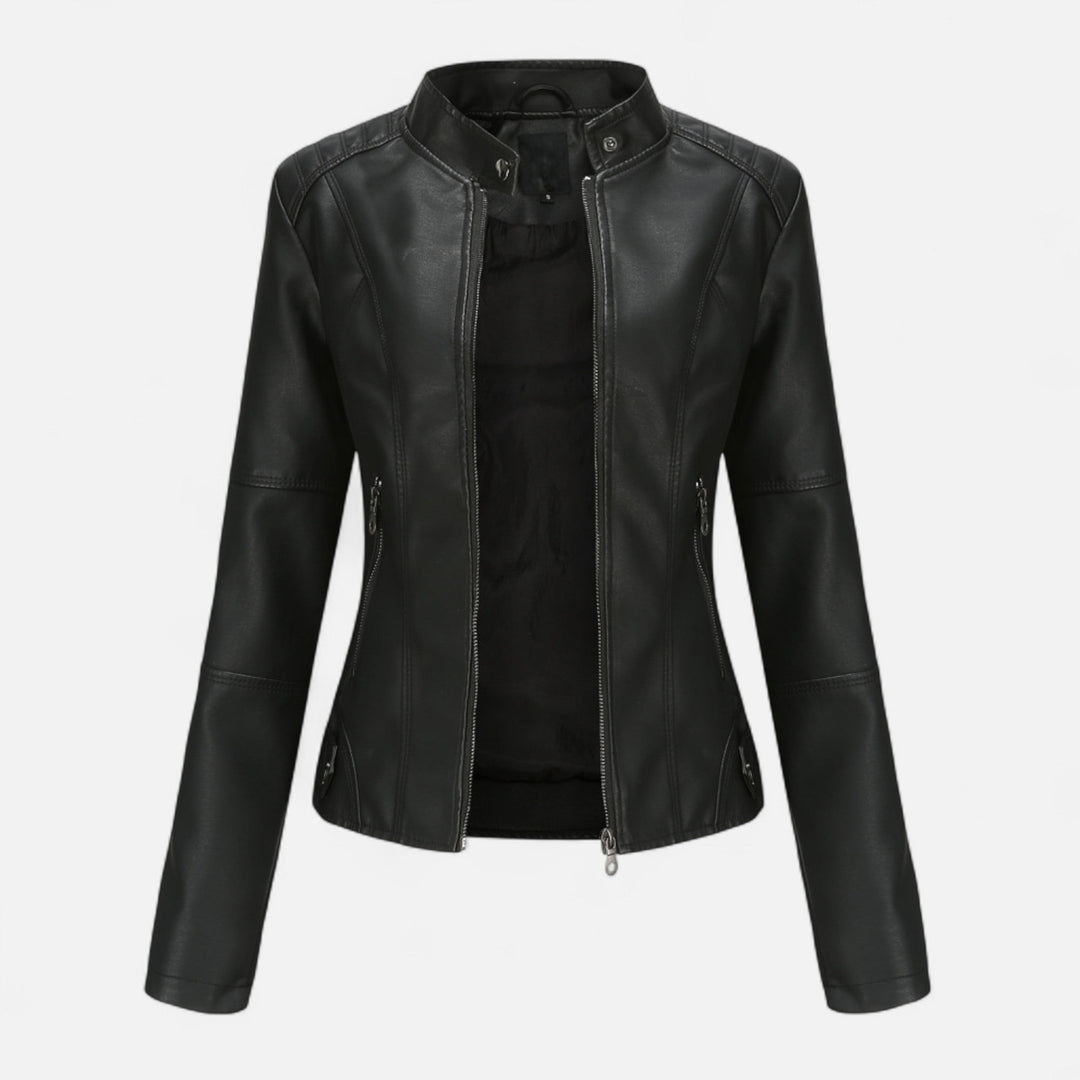 Zuri | Kurze Lederjacke mit Reissverschluss für Damen