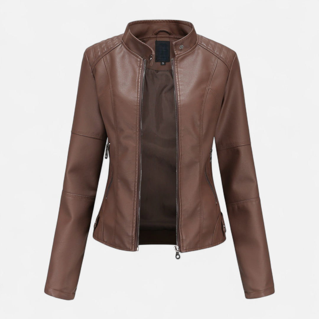 Zuri | Kurze Lederjacke mit Reissverschluss für Damen